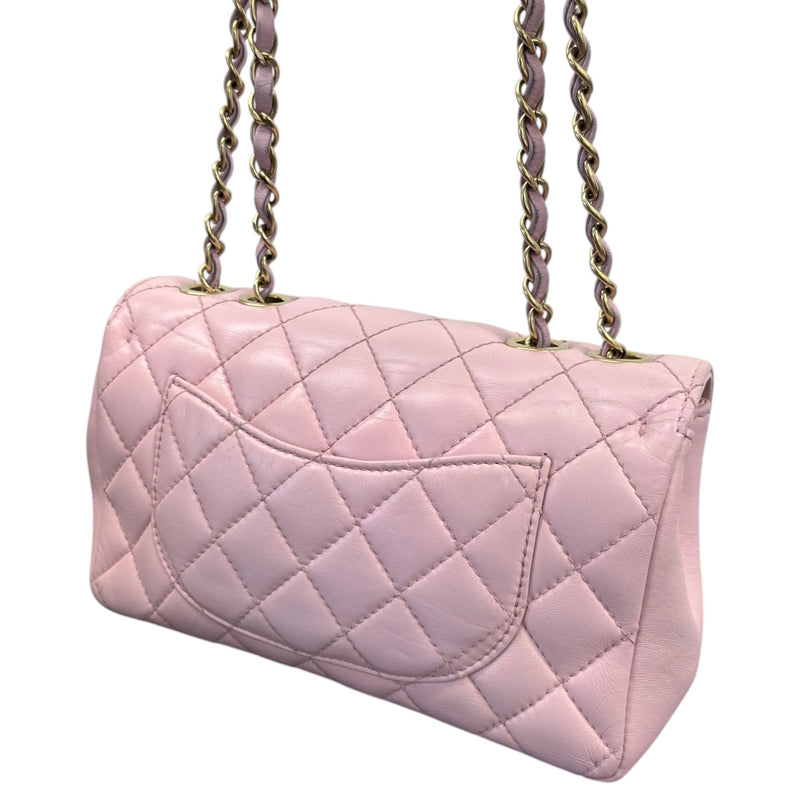 Women's Mini Lambskin Mademoiselle Chic Flap Handbag Pink