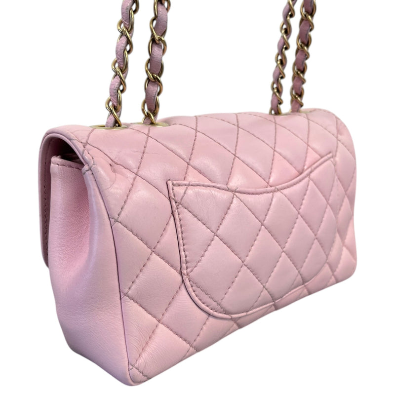 Women's Mini Lambskin Mademoiselle Chic Flap Handbag Pink