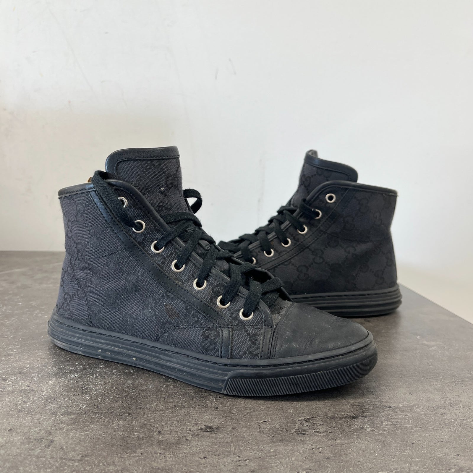 Women's Gg Monogram High Trainers Black Size EU 37 / UK 4 - Photo 11