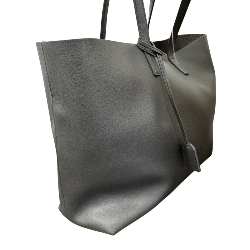 Women's East/West Leather Tote Handbag Grey