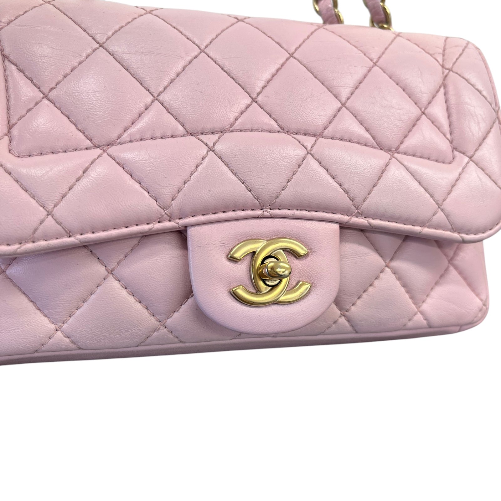 Women's Mini Lambskin Mademoiselle Chic Flap Handbag Pink - Photo 11