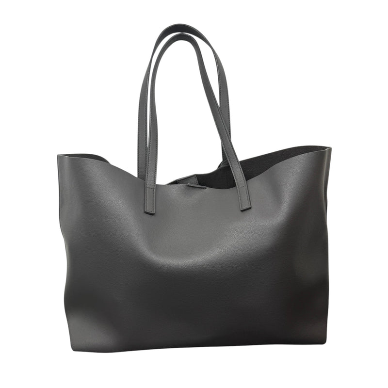 Women's East/West Leather Tote Handbag Grey