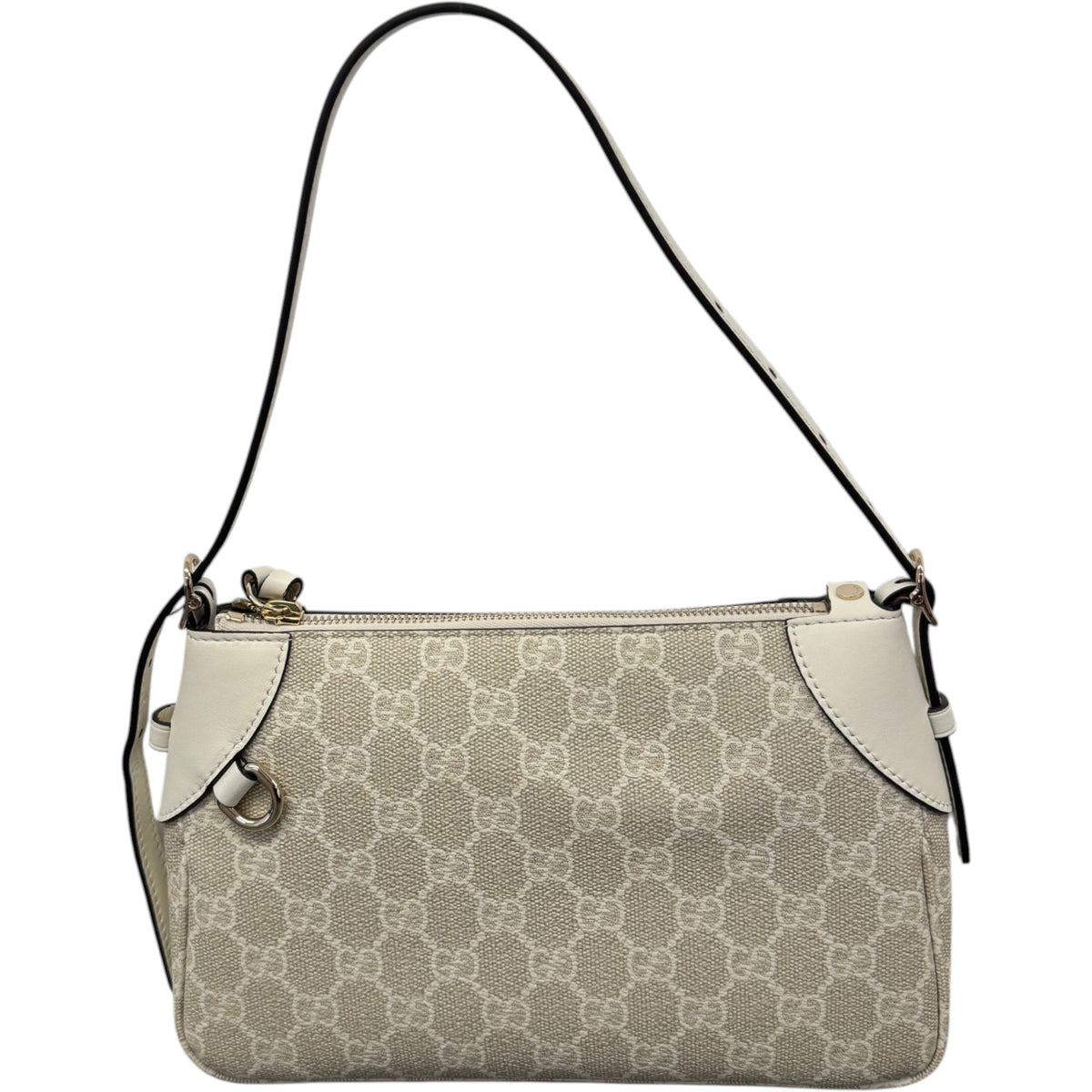 Women's GG Emblem Shoulder Handbag White - Photo 3