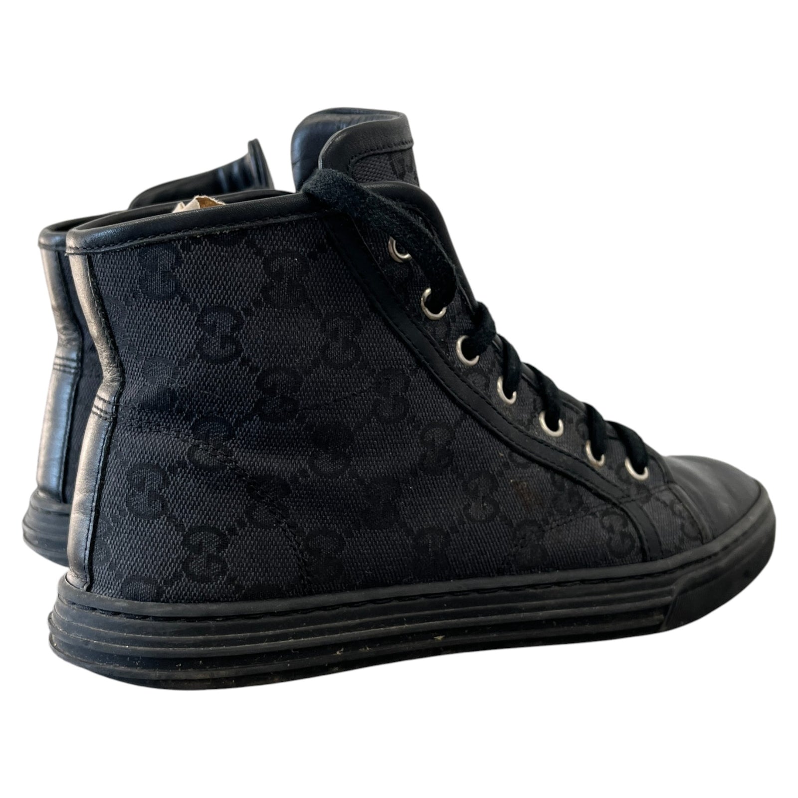 Women's Gg Monogram High Trainers Black Size EU 37 / UK 4 - Photo 9