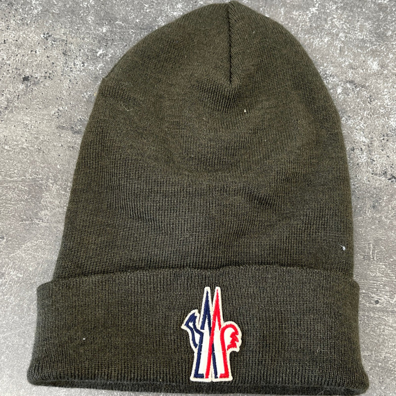 Men's Grenoble Logo Patch Beanie Hat Khaki