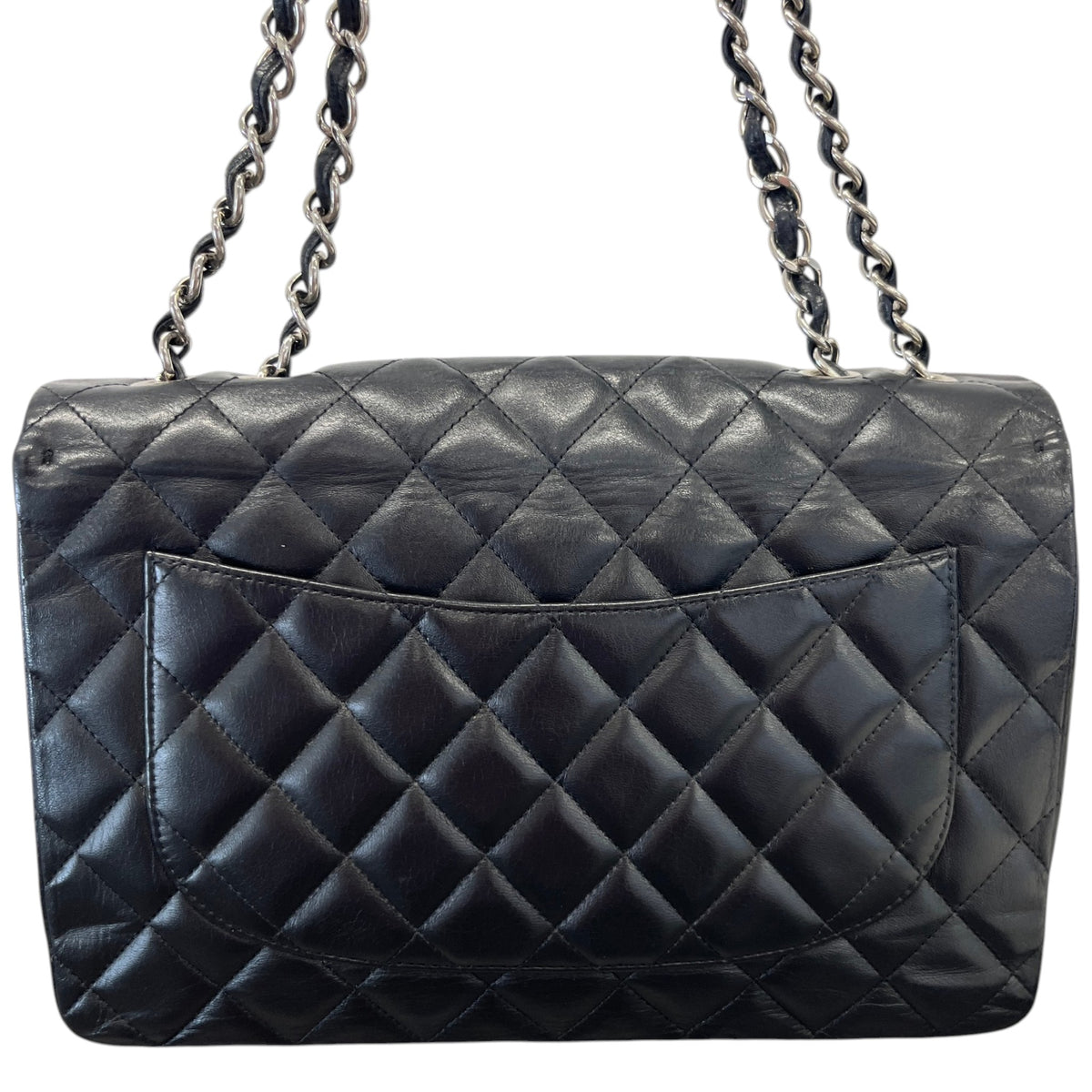 Women's Classic Double Flap Jumbo Lambskin Handbag Black - Photo 3
