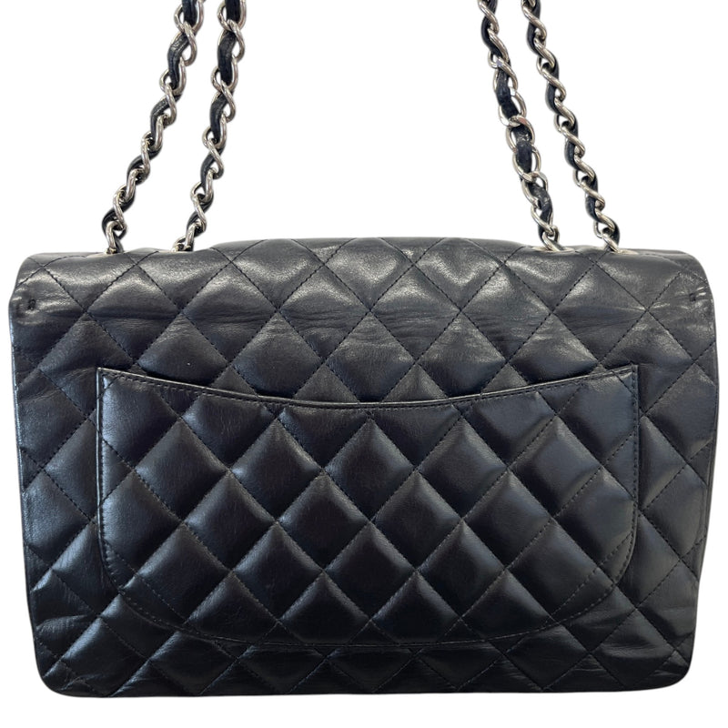 Women's Classic Double Flap Jumbo Lambskin Handbag Black