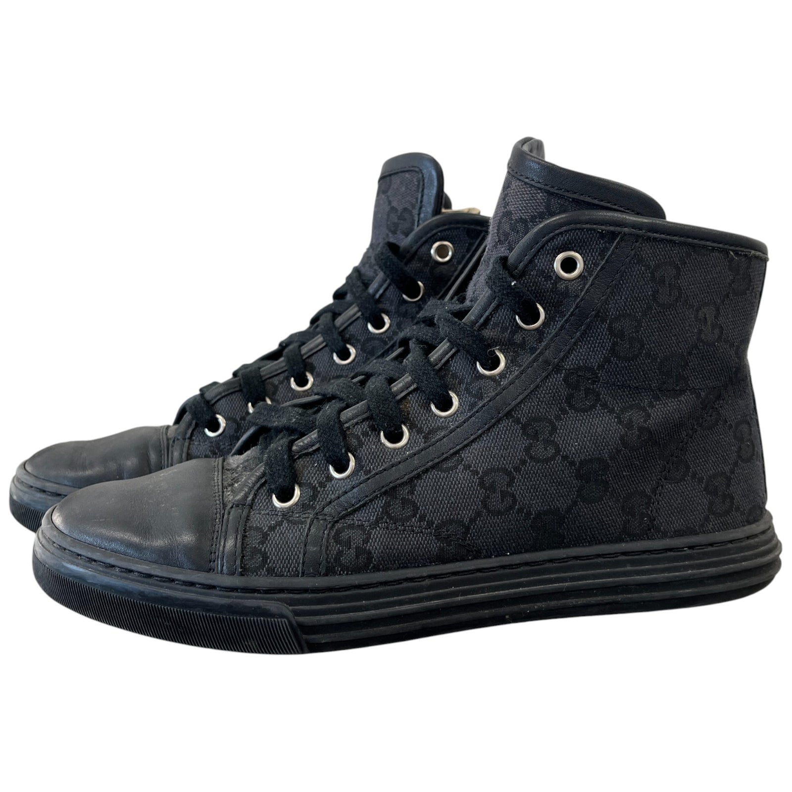 Women's Gg Monogram High Trainers Black Size EU 37 / UK 4 - Photo 8