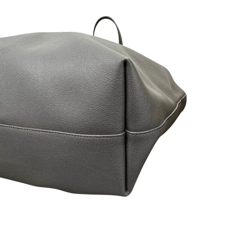 Women's East/West Leather Tote Handbag Grey