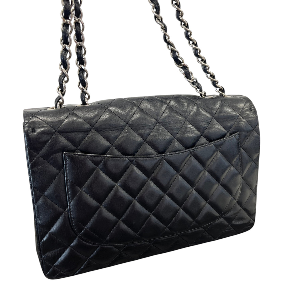 Women's Classic Double Flap Jumbo Lambskin Handbag Black - Photo 9