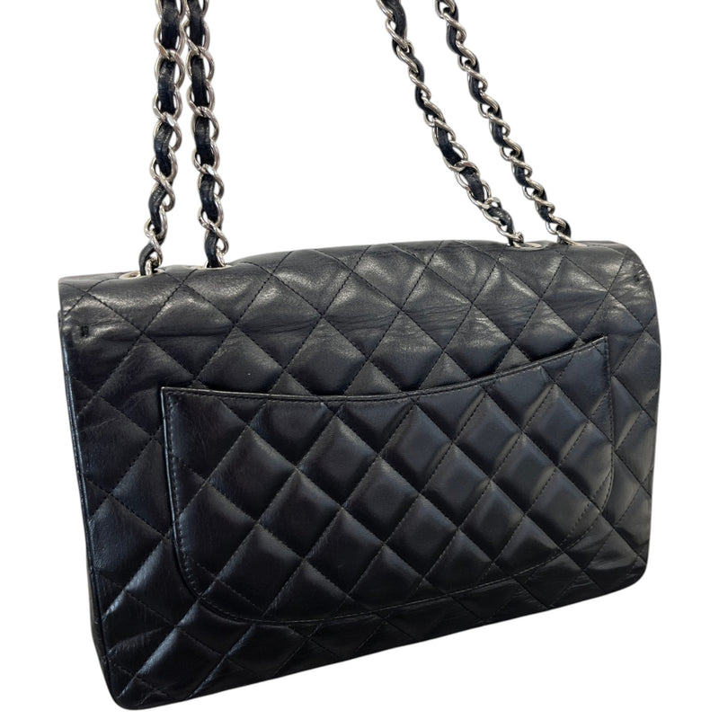 Women's Classic Double Flap Jumbo Lambskin Handbag Black