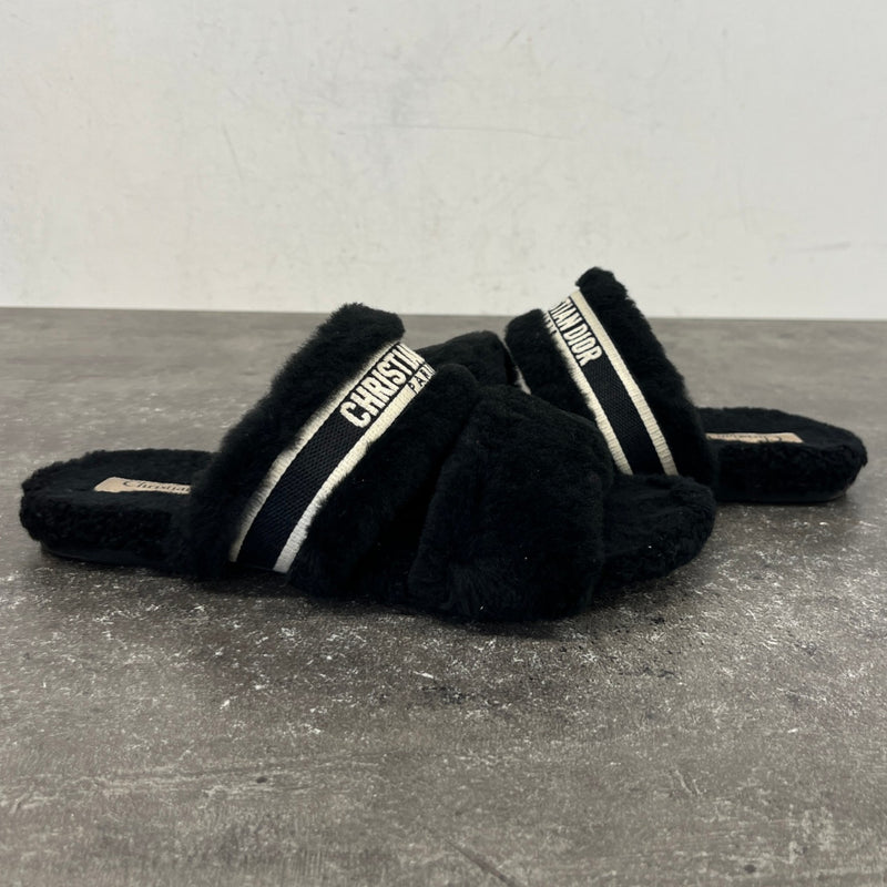 Women's Dway Shearling Slides Black Size UK 3.5 / EU 36.5