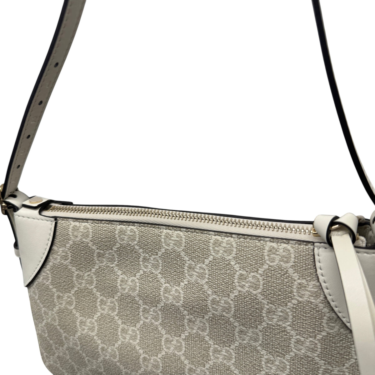 Women's GG Emblem Shoulder Handbag White - Photo 8
