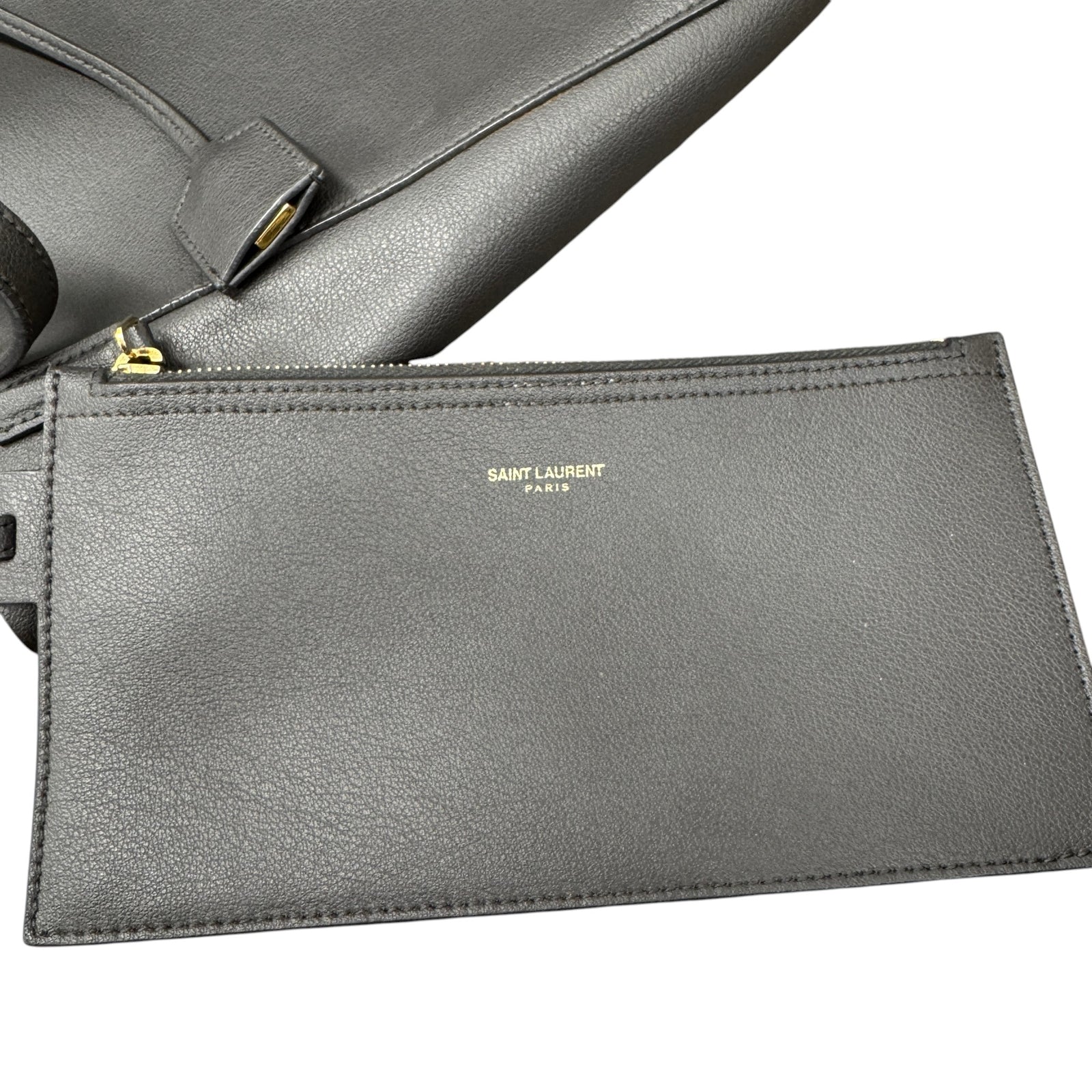 Women's East/West Leather Tote Handbag Grey - Photo 11