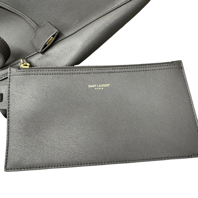 Women's East/West Leather Tote Handbag Grey