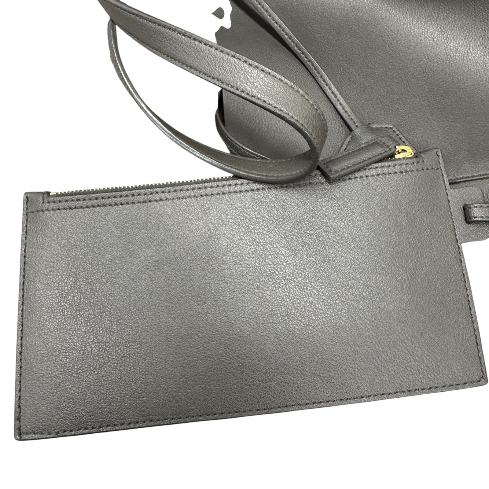 Women's East/West Leather Tote Handbag Grey - Photo 12