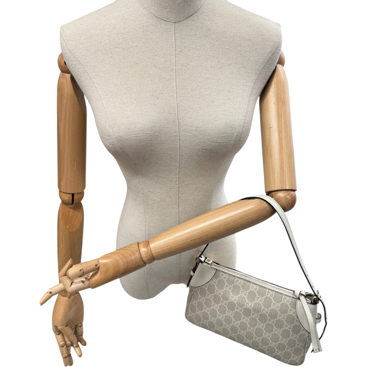 Women's GG Emblem Shoulder Handbag White - Photo 2