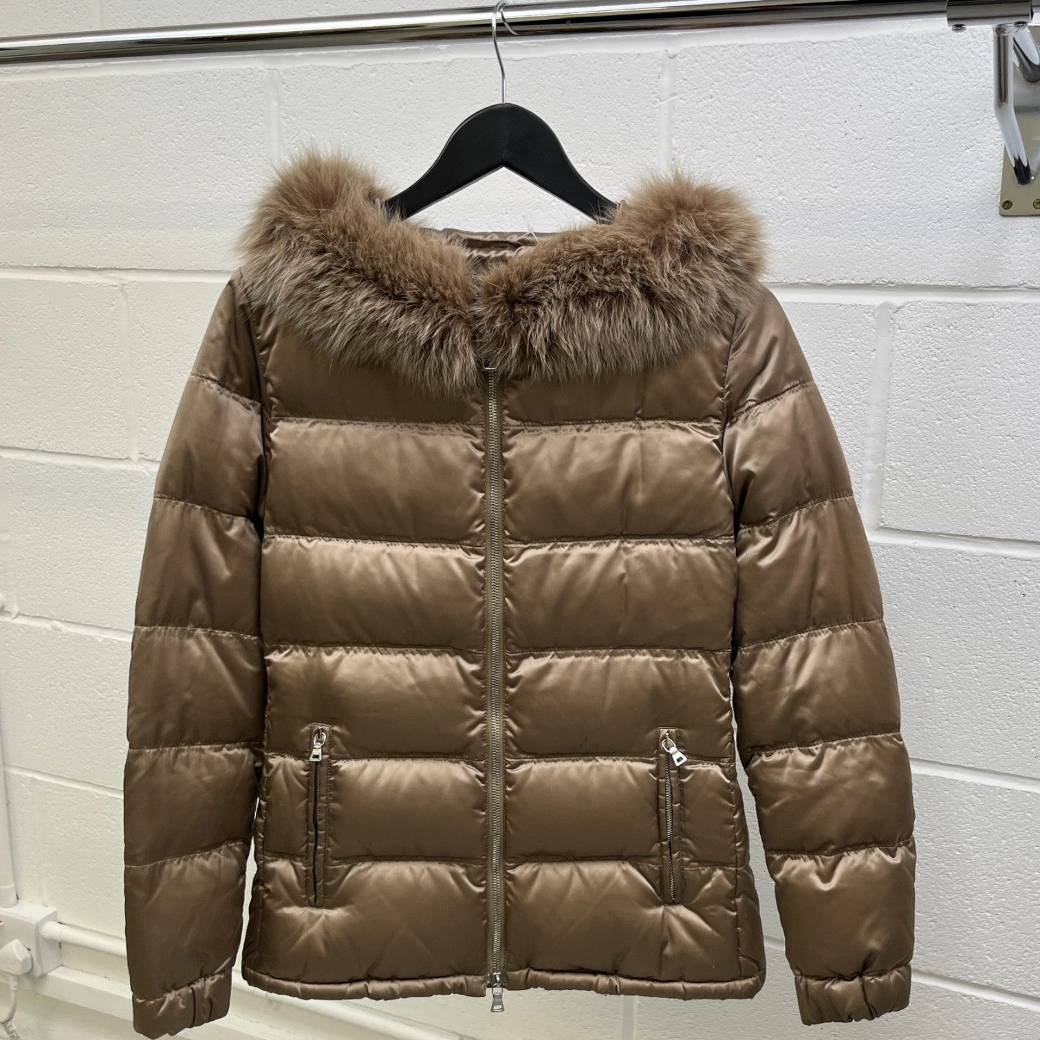 Women's Fox Fur Down Jacket Gold Size IT 38 / UK 6 - Photo 7