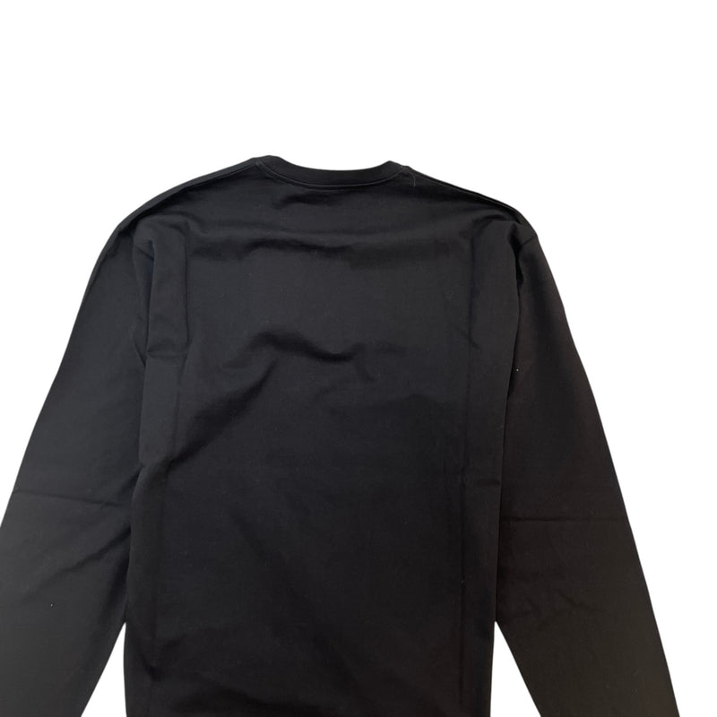 Men's Embroidered Logo Long Sleeve T-Shirt Black Size M