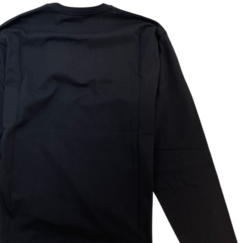 Men's Embroidered Logo Long Sleeve T-Shirt Black Size M
