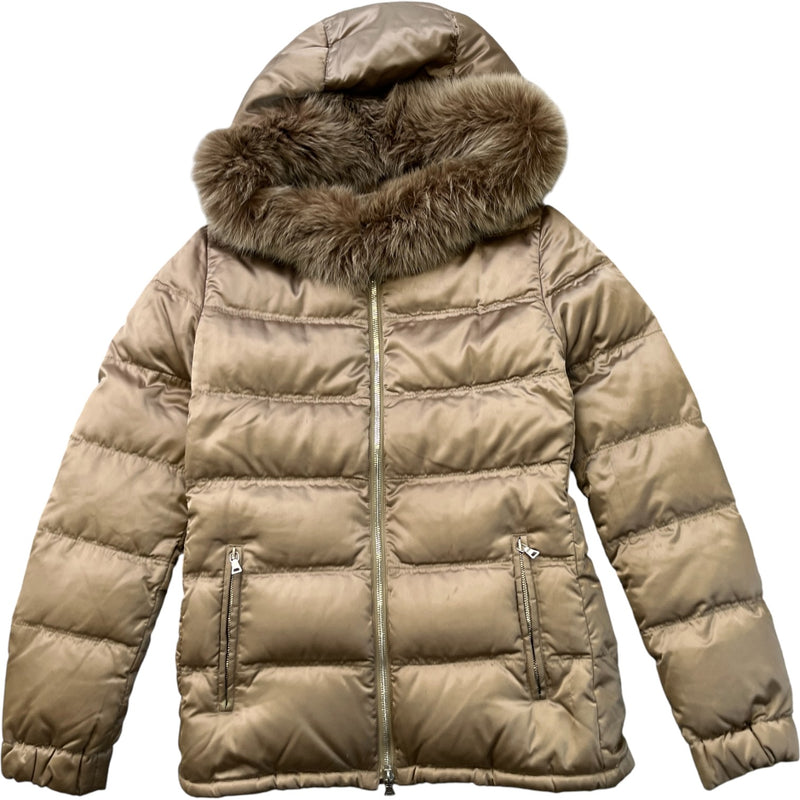 Women's Fox Fur Down Jacket Gold Size IT 38 / UK 6