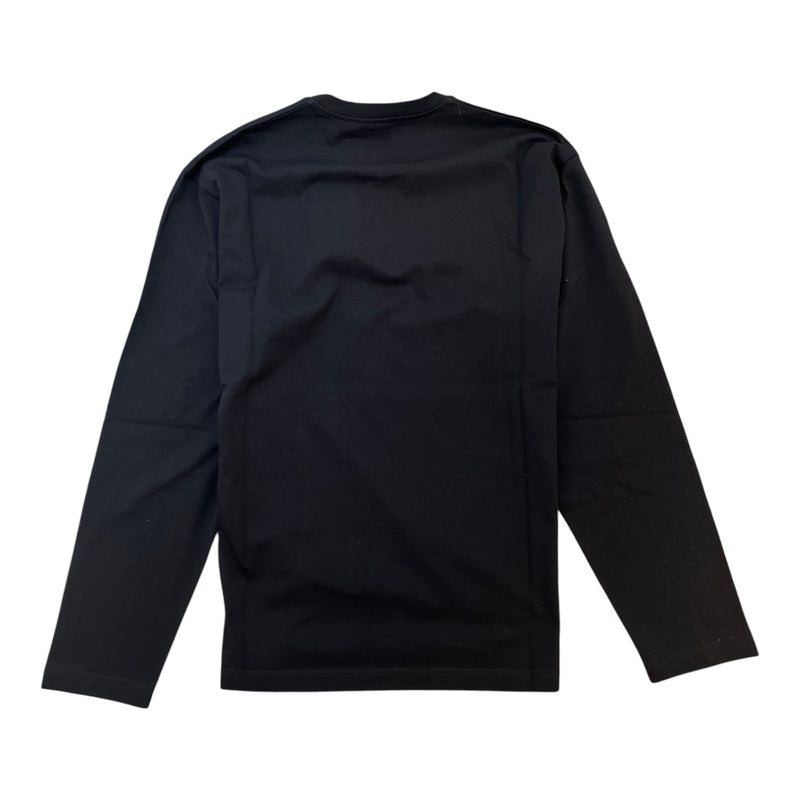 Men's Embroidered Logo Long Sleeve T-Shirt Black Size M