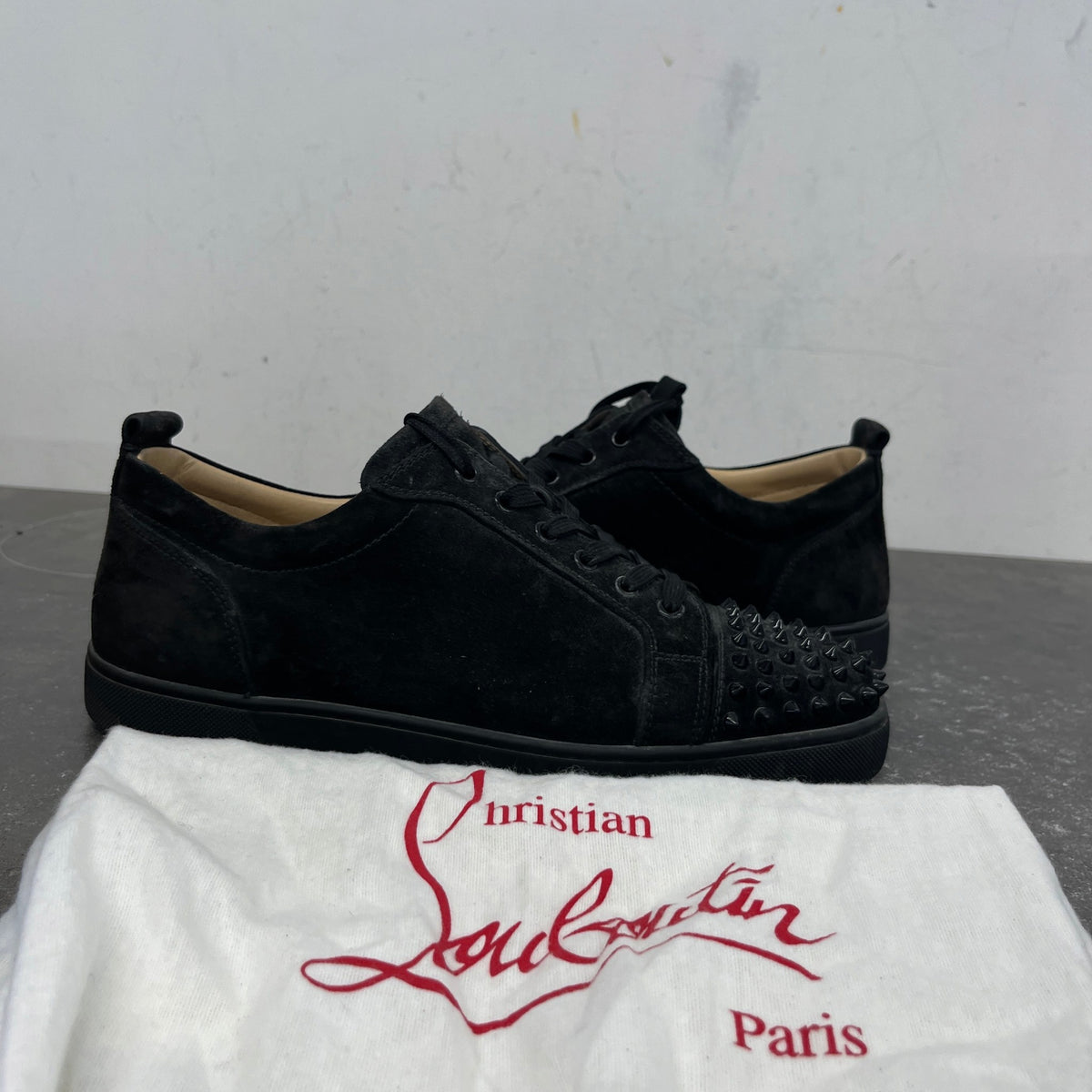 Men's Suede Junior Spikes Low Trainers Black Size UK 11 / EU 45 - Photo 12