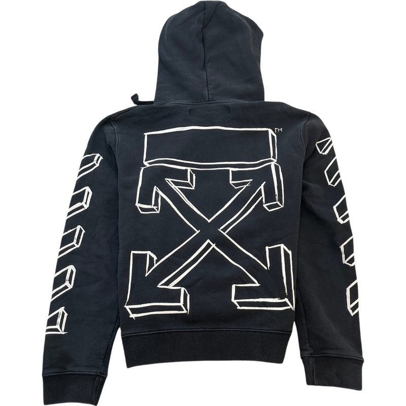 Men's Marker Arrow Print Hoodie Black Size M