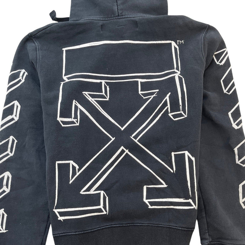 Men's Marker Arrow Print Hoodie Black Size M