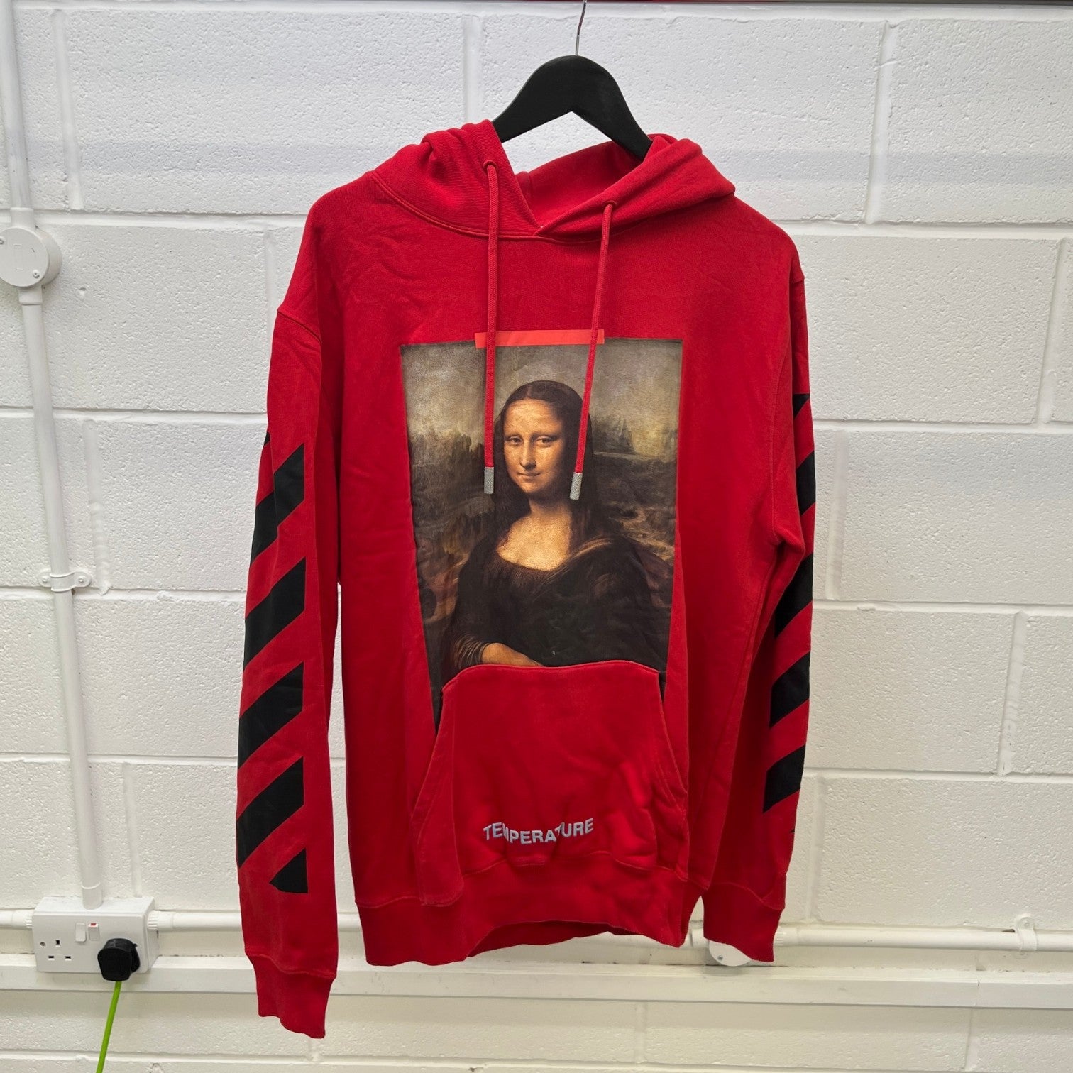 Men's Mona Lisa Print Hoodie Red Size S - Photo 9