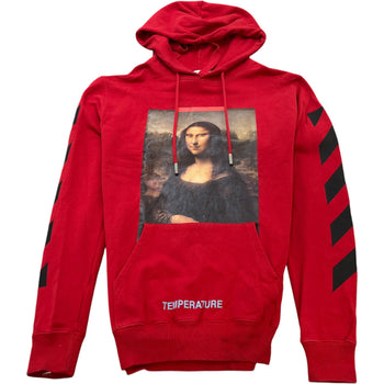 Men's Mona Lisa Print Hoodie Red Size S