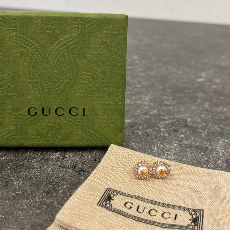 Women's Double G Flower Stud Earrings Gold