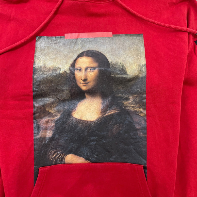 Men's Mona Lisa Print Hoodie Red Size S