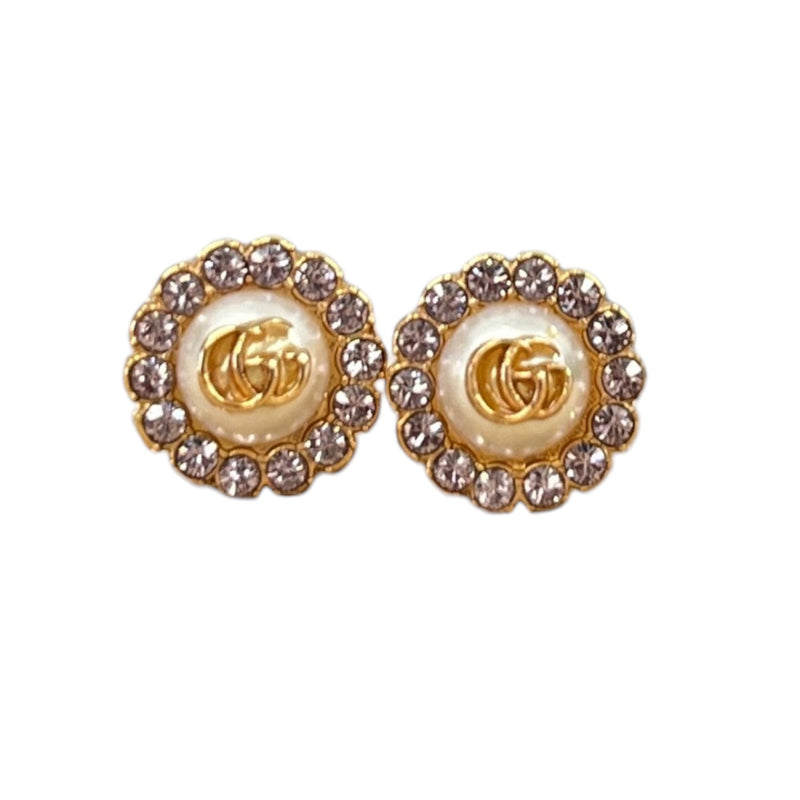 Women's Double G Flower Stud Earrings Gold