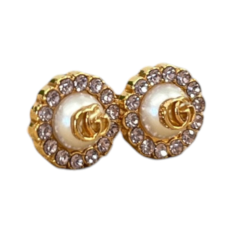 Women's Double G Flower Stud Earrings Gold
