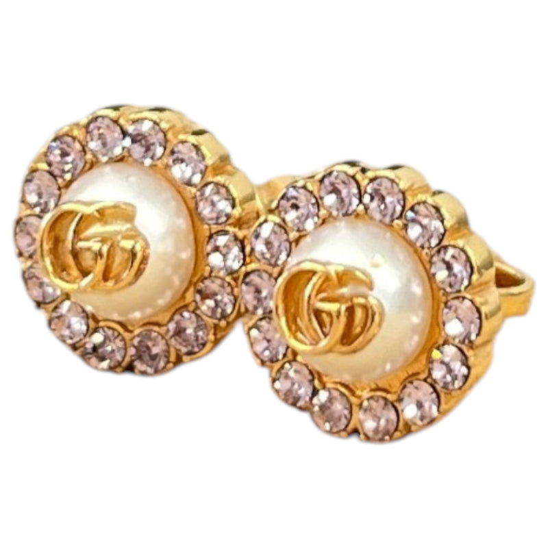 Women's Double G Flower Stud Earrings Gold