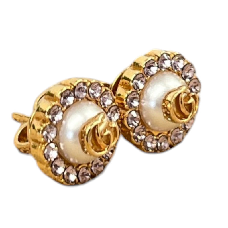 Women's Double G Flower Stud Earrings Gold
