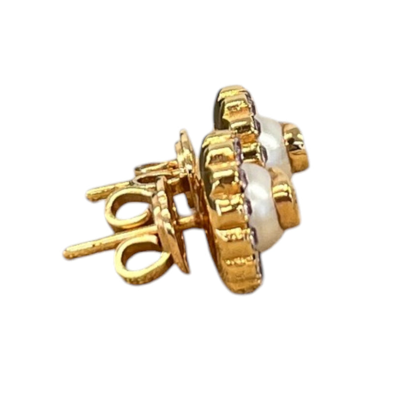Women's Double G Flower Stud Earrings Gold