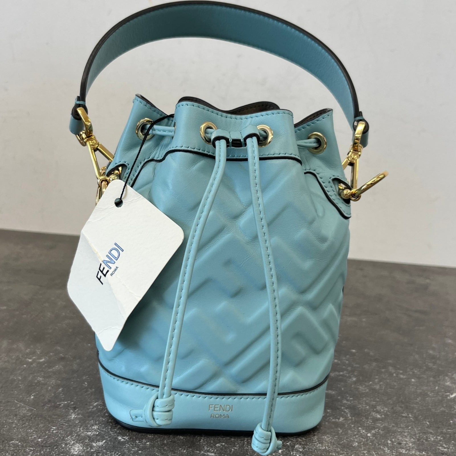Women's Embossed Mini Mon Tresor Bucket Bag Blue - Photo 14
