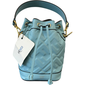 Women's Embossed Mini Mon Tresor Bucket Bag Blue
