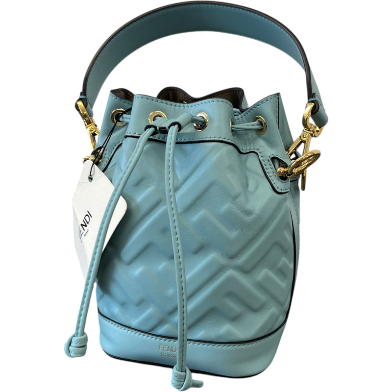 Women's Embossed Mini Mon Tresor Bucket Bag Blue