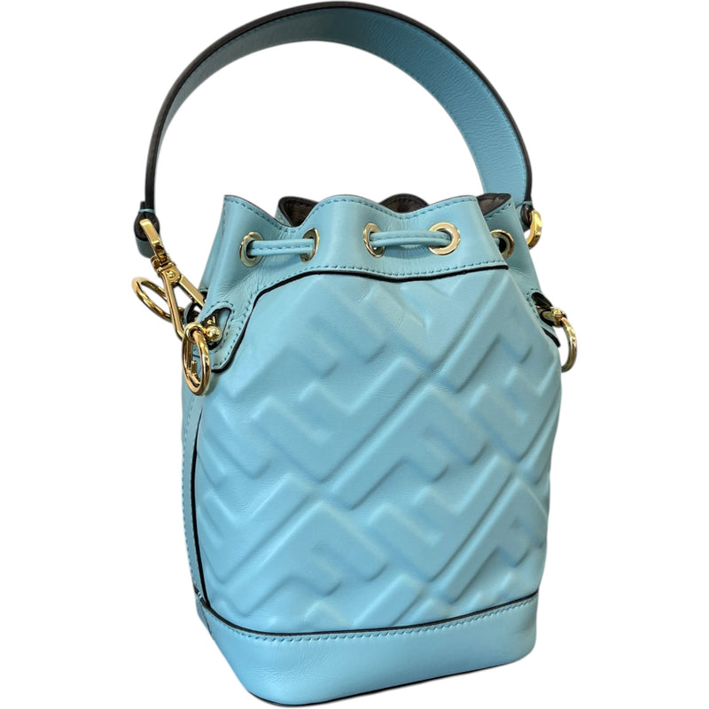 Women's Embossed Mini Mon Tresor Bucket Bag Blue