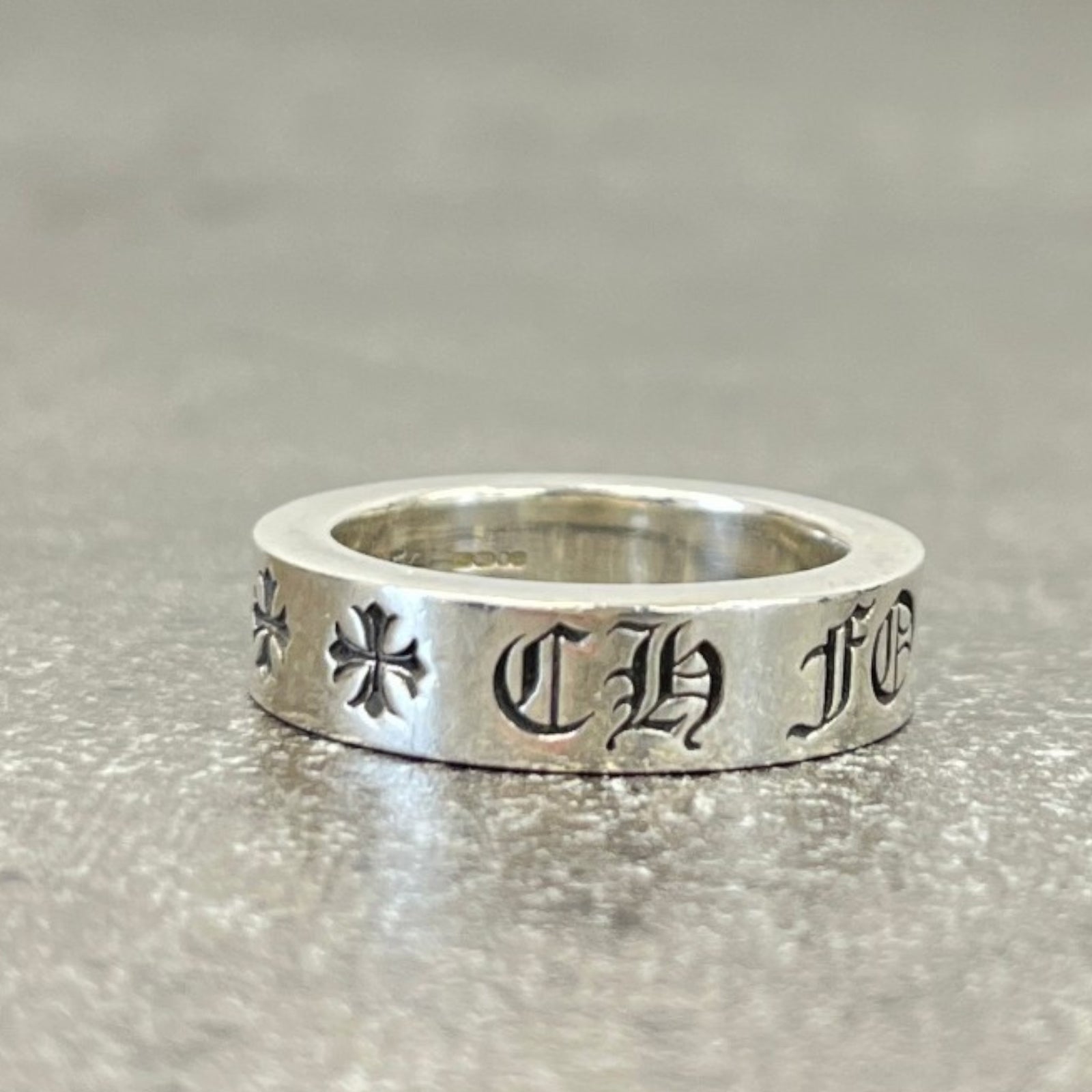 Men's Engraved Forever Lettering Ring Silver Size P - Photo 6