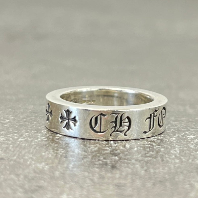 Men's Engraved Forever Lettering Ring Silver Size P