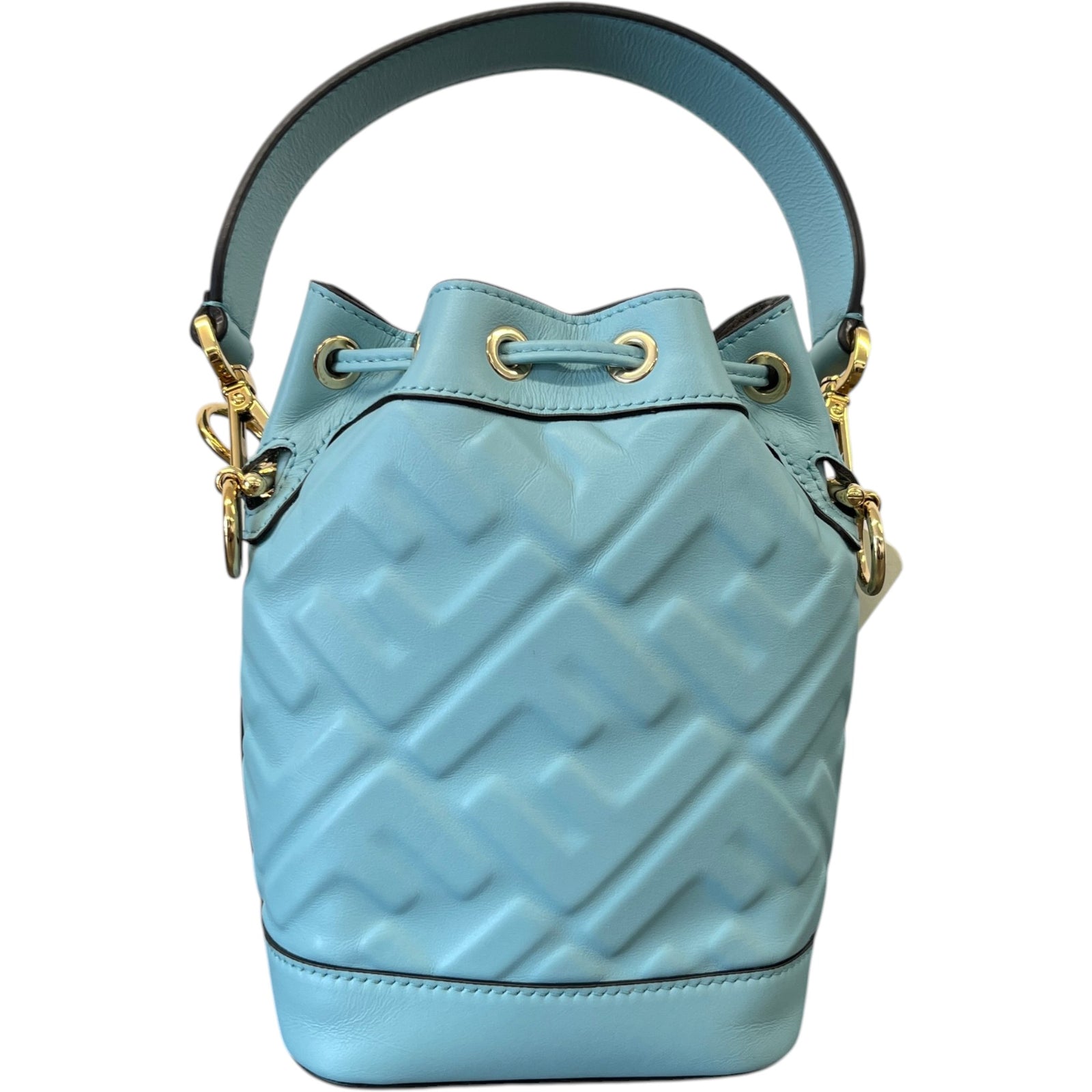 Women's Embossed Mini Mon Tresor Bucket Bag Blue - Photo 3