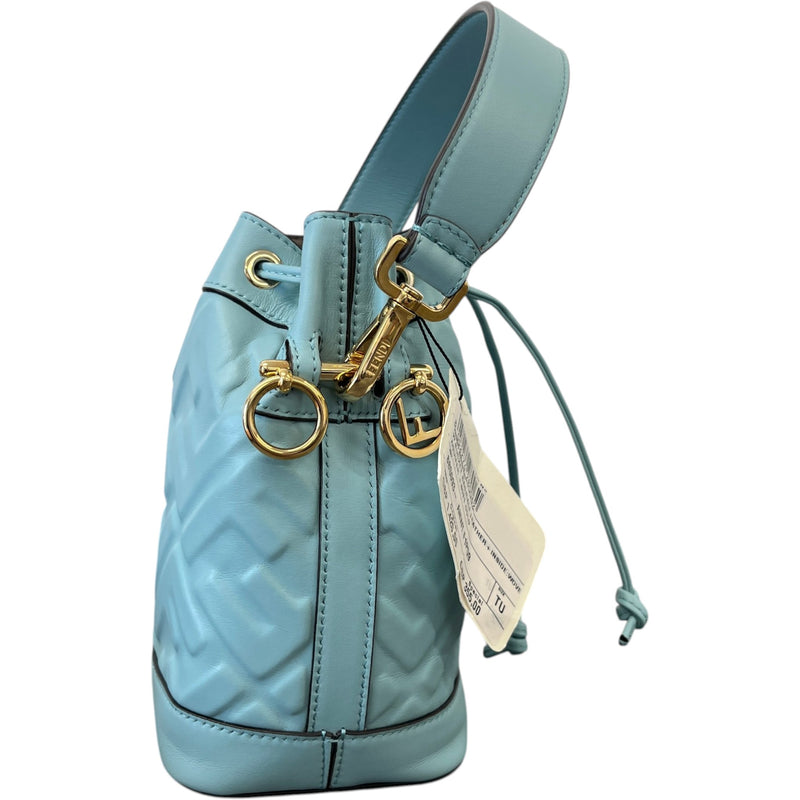 Women's Embossed Mini Mon Tresor Bucket Bag Blue