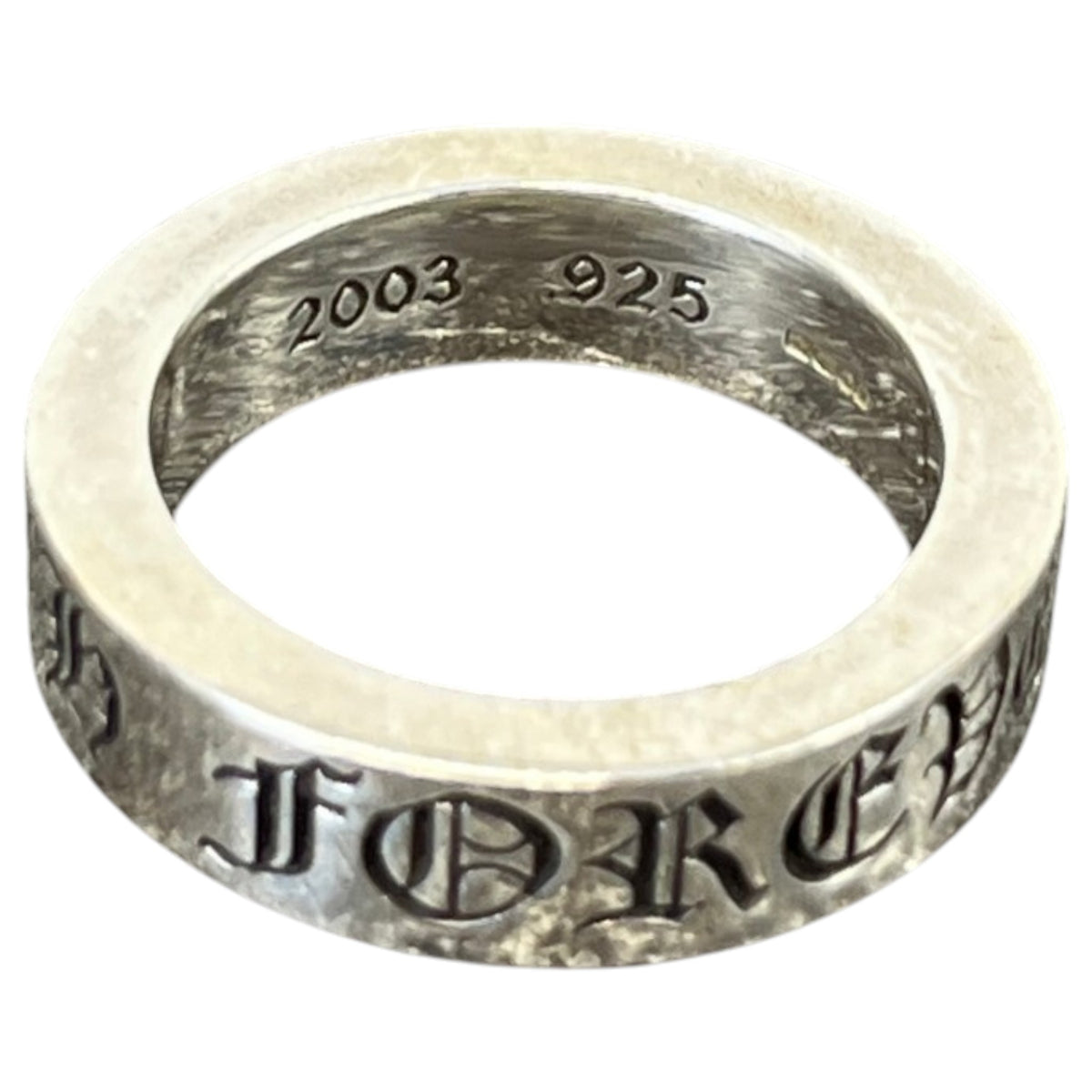 Men's Engraved Forever Lettering Ring Silver Size P - Photo 5