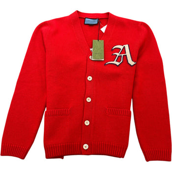 Women's Embroidered Logo Cardigan Red Size M