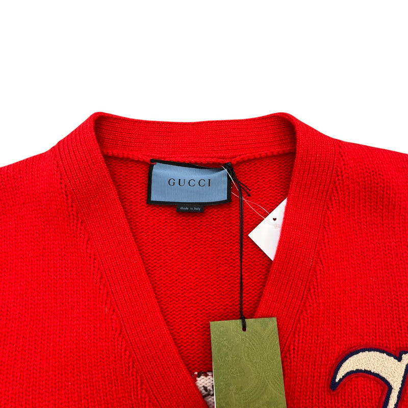 Women's Embroidered Logo Cardigan Red Size M