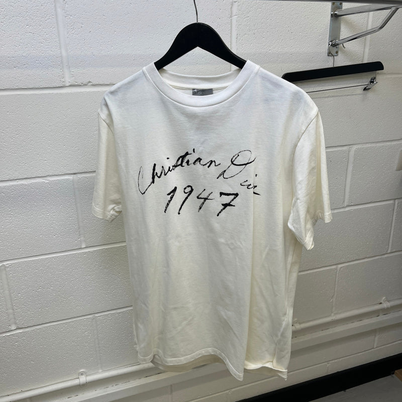 Men's Handwritten 1947 T-Shirt White Size L